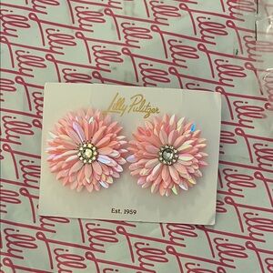 Lilly Pulitzer Pink and White Floral Earrings